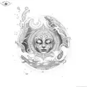 forearm, fine lines, representing life with Sun and water tattoo design idea