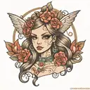 pinp up doll woman tattoo design idea