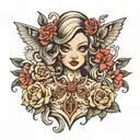 pinp up doll woman tattoo design idea