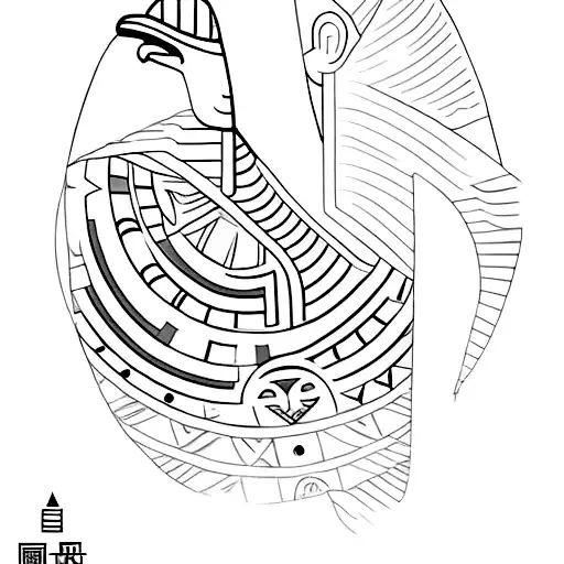 A minimalist tattoo of an ancient Egyptian hieroglyph symbolizing creativity, combined with a modern coding language symbol tattoo design idea