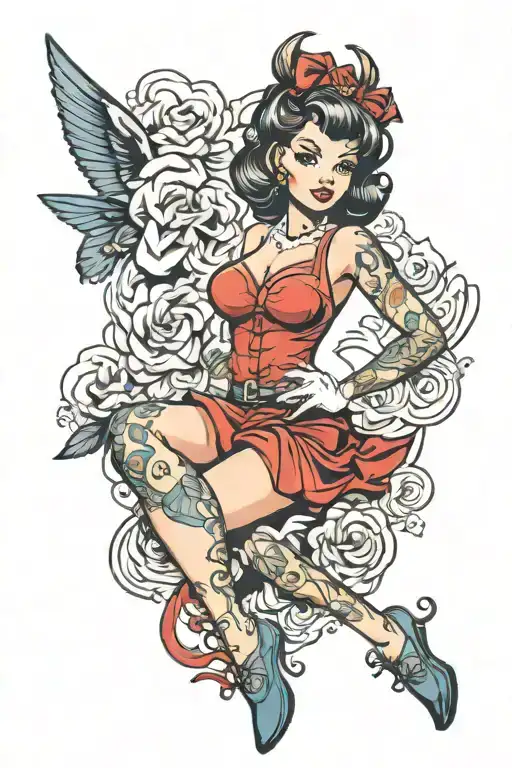 pinup girl tattoo design idea