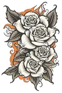 rose on fire tattoo design idea