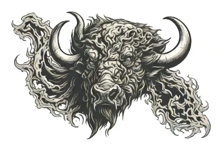 buffalo head tattoo design idea