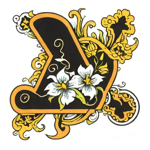 A whimsical design of flowers forming the shape of the letters S and V, with the numbers 7 and 8 hidden within the petals tattoo design idea