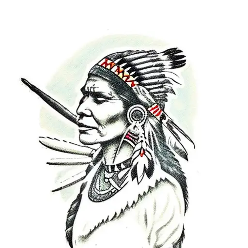 female native american riding an alligator tattoo design idea