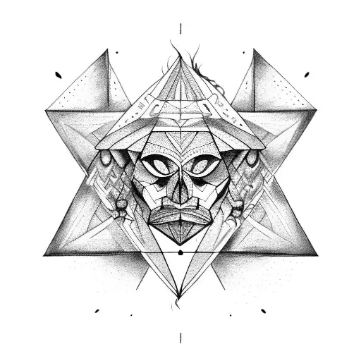 three inverted isosceles triangle with mayan kin tattoo design idea