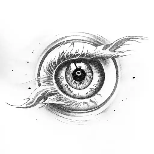 EYE WITH STORM AND HEART AND ANCHOR tattoo design idea