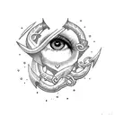 EYE STORM HEART ANCHOR tattoo design idea