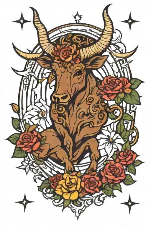 zyaire incorporated with Taurus constellation tattoo design idea