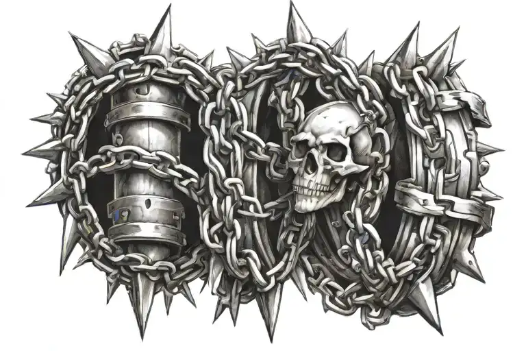 chains with spikes going around forearm tattoo tattoo design idea