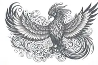 phoenix with blue flames tattoo design idea