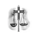 scales of justice with an orthodox cross tattoo design idea