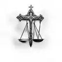 scales of justice with an orthodox cross tattoo design idea