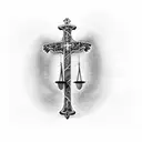 scales of justice with an orthodox cross tattoo design idea