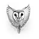 front facing barn owl flying tattoo design idea