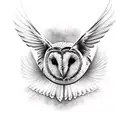 front facing barn owl flying tattoo design idea