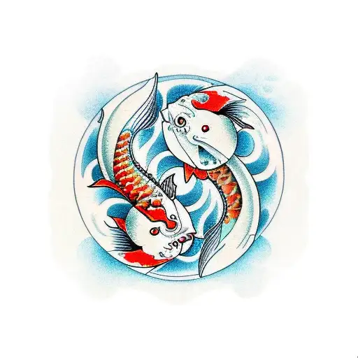 Koi Fish as yin and yang symbol tattoo design idea