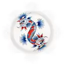 Koi Fish Yin and Yang flowers tattoo design idea