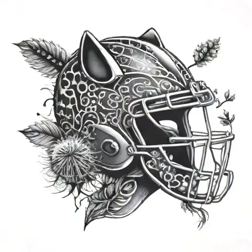 dandelion, black panther, guitar, football helmet tattoo design idea
