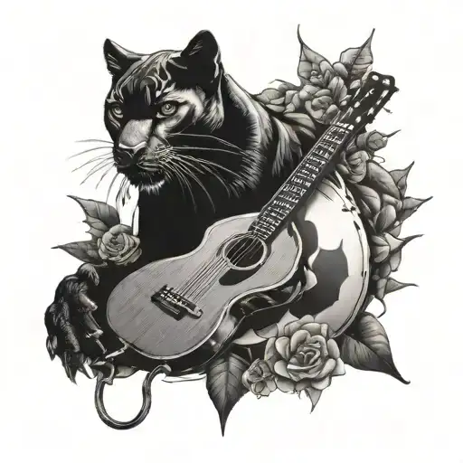 football, blowball, black panther, guitar tattoo design idea