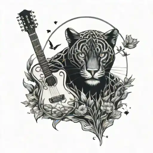 American football, black panther, guitar, dandelion tattoo design idea