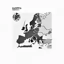 map of europe , with travel destinations tattoo design idea