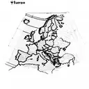map of europe , with travel destinations tattoo design idea