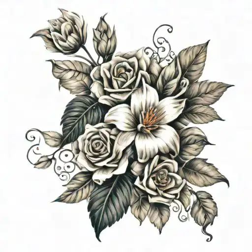 shoulder tattoo including floral and vines  tattoo design idea