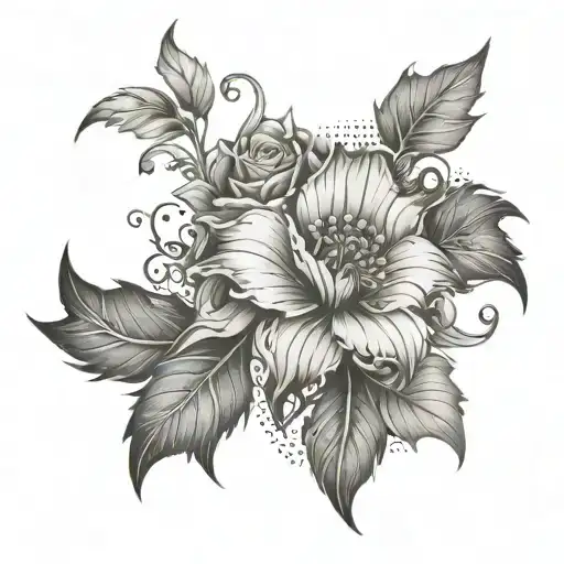 female shoulder tattoo including floral and vines  tattoo design idea