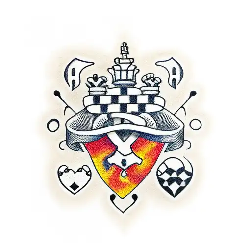 Chess with letters MT as bricks tattoo design idea