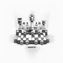 Chess with letters MT as bricks tattoo design idea