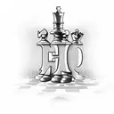Chess with letters MT as bricks tattoo design idea