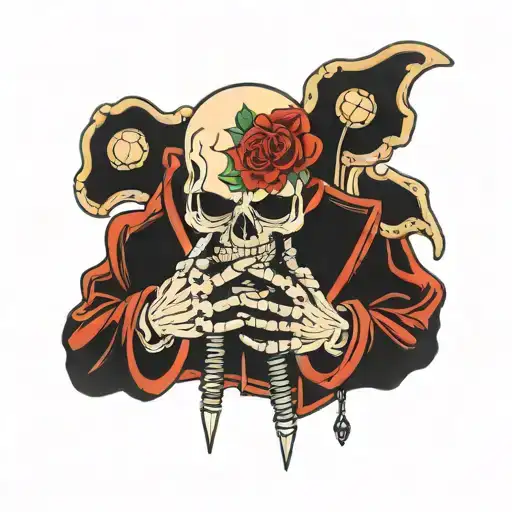 skeleton hands praying tattoo design idea