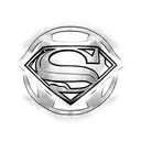 Superman logo lapida con nombre tattoo design idea