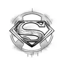 Superman logo lapida con nombre tattoo design idea
