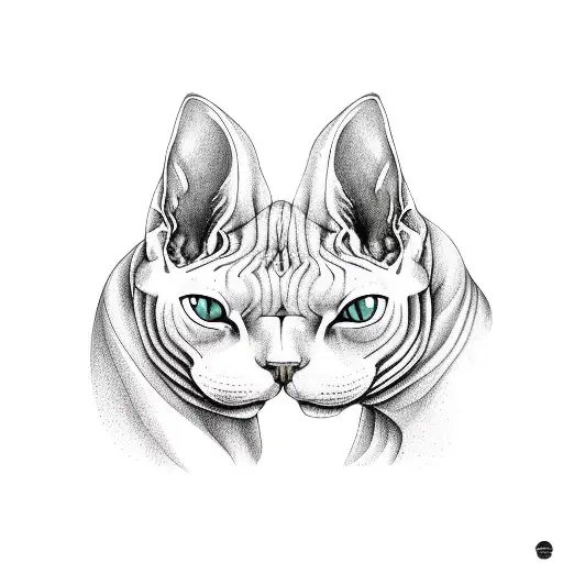 sphynx cat hugging in ying Yang sing tattoo design idea
