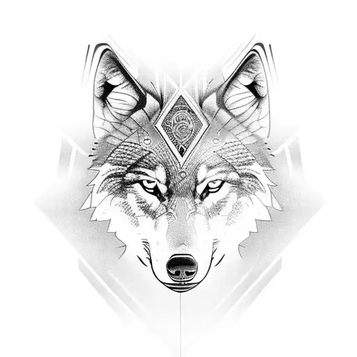 Wolf with Roman numerals tattoo design idea