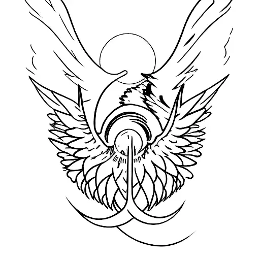 Icarus falls into the waves below him with melted wings tattoo design idea