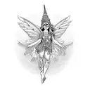 A hippy styled fairy, symbolising strength and empowerment  tattoo design idea