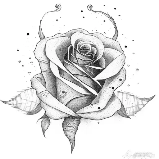 encre marine avec une rose tattoo design idea