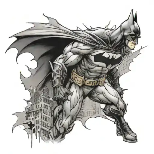 Batman In background and Batman graffiti  tattoo design idea