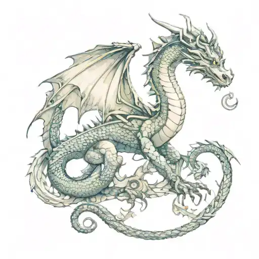 Dragon with libra scale tattoo design idea