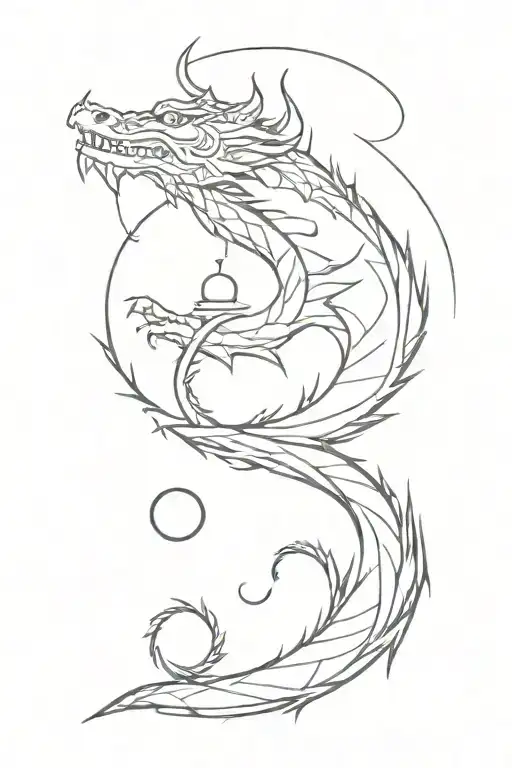 Dragon with libra scale tattoo design idea