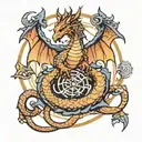 dragon with libra scale tattoo design idea