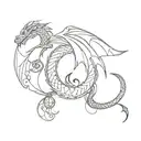 Dragon with libra scale tattoo design idea
