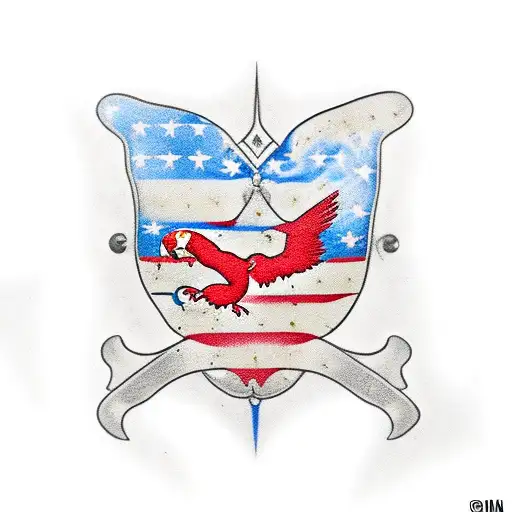 Honduras flag and scarlet macaw tattoo design idea