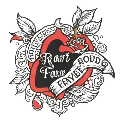 heart shape with words Ryan forever   tattoo design idea