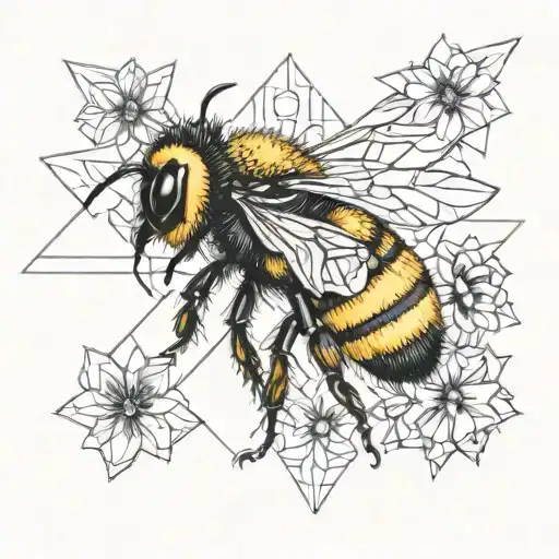 bumblebee flowers tattoo design idea