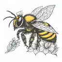 bumblebee flowers tattoo design idea