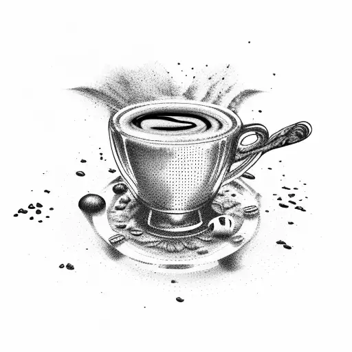 A television set with coffee beans pouring out of it tattoo design idea